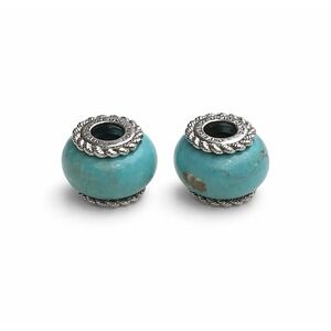 Set of 2 Judith Ripka Sterling Silver Turquoise Bead Charms